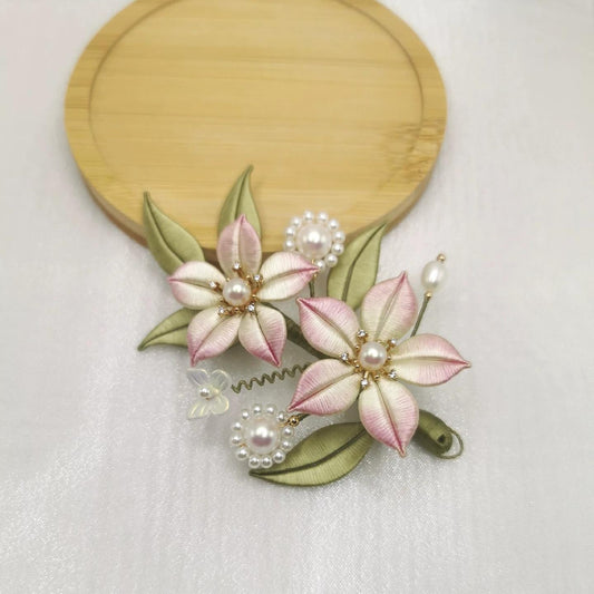 Peach Blossom Handmade Hairclip - Silk Hairclip(Chanhua)