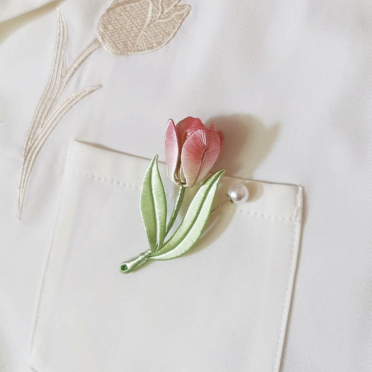 Tulip Handmade Brooch - Silk Brooch(Chanhua)