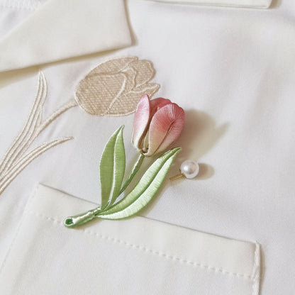 Tulip Handmade Brooch - Silk Brooch(Chanhua)