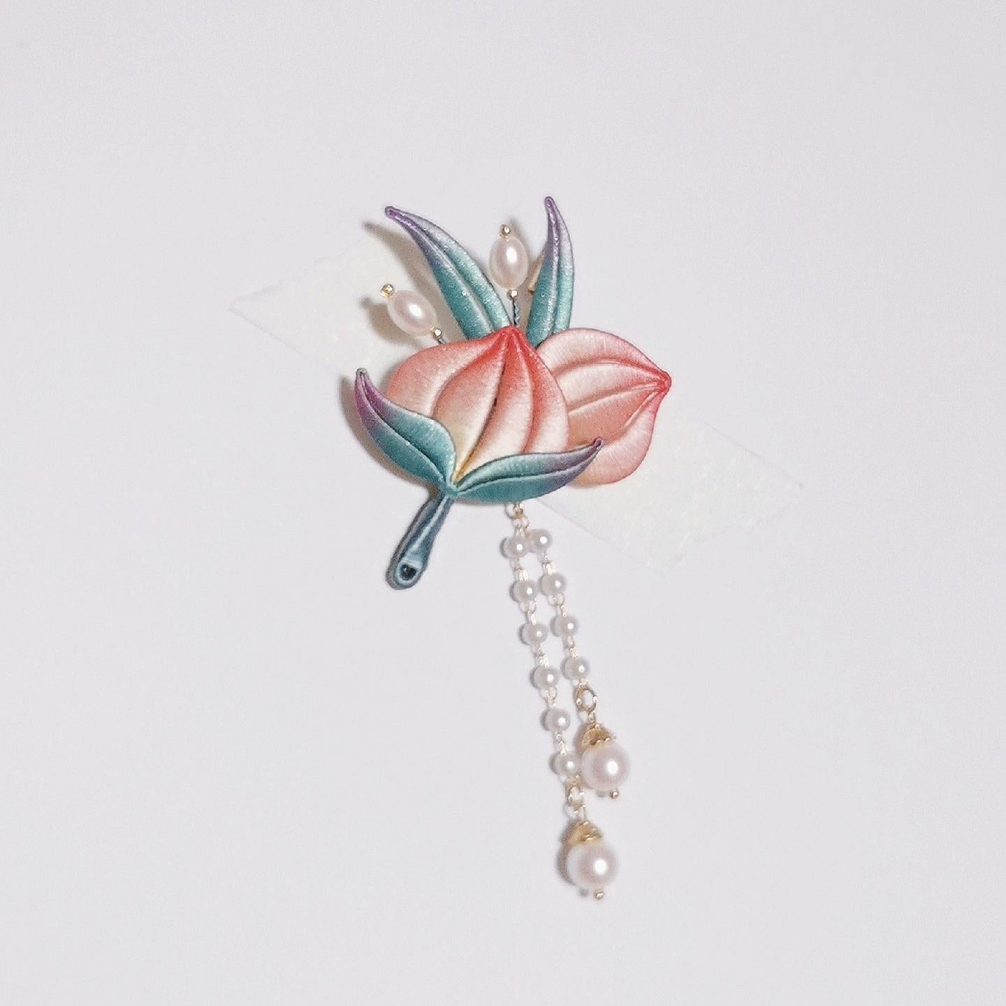 Peach Handmade Brooch - Silk Brooch(Chanhua)