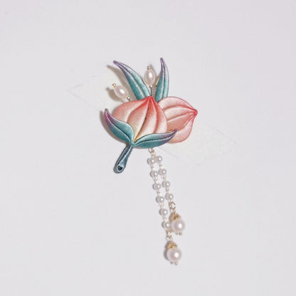 Peach Handmade Brooch - Silk Brooch(Chanhua)