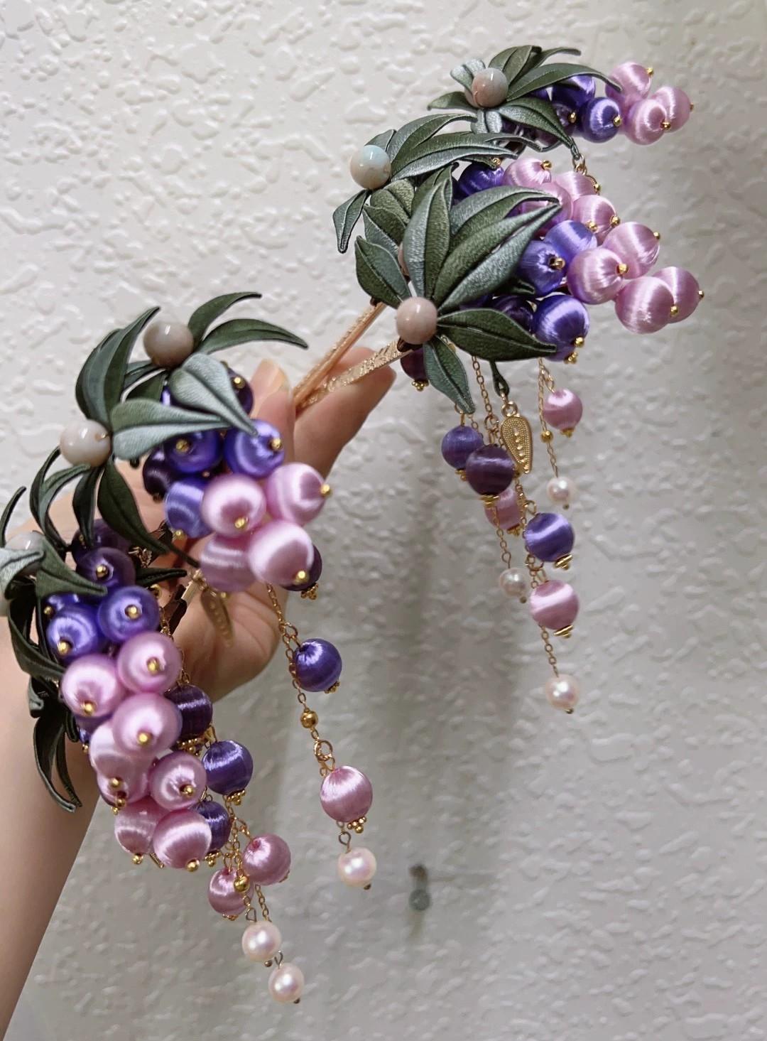 Grape Handmade Hairpin - Silk Hairpin(Chanhua)