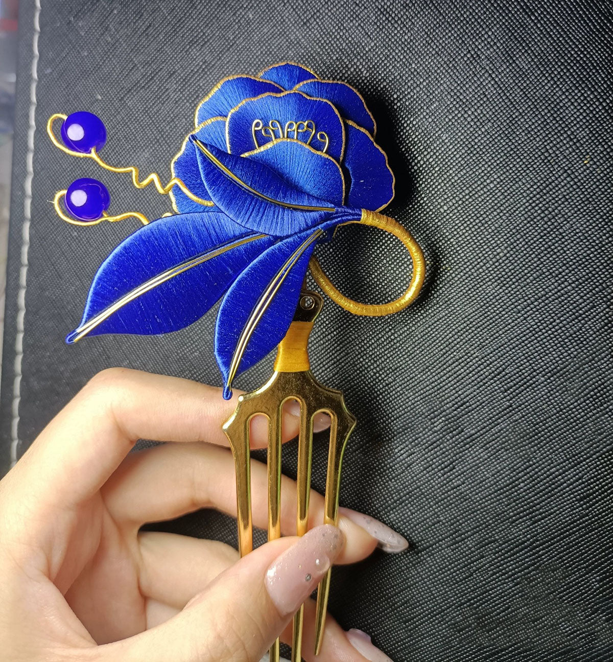 Blue Flower Handmade Hairpin - Silk Hairpin(Chanhua)