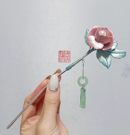 Peony Bespoke Hairpin - Silk Hairpin(Chanhua)