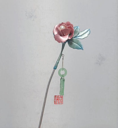 Peony Bespoke Hairpin - Silk Hairpin(Chanhua)