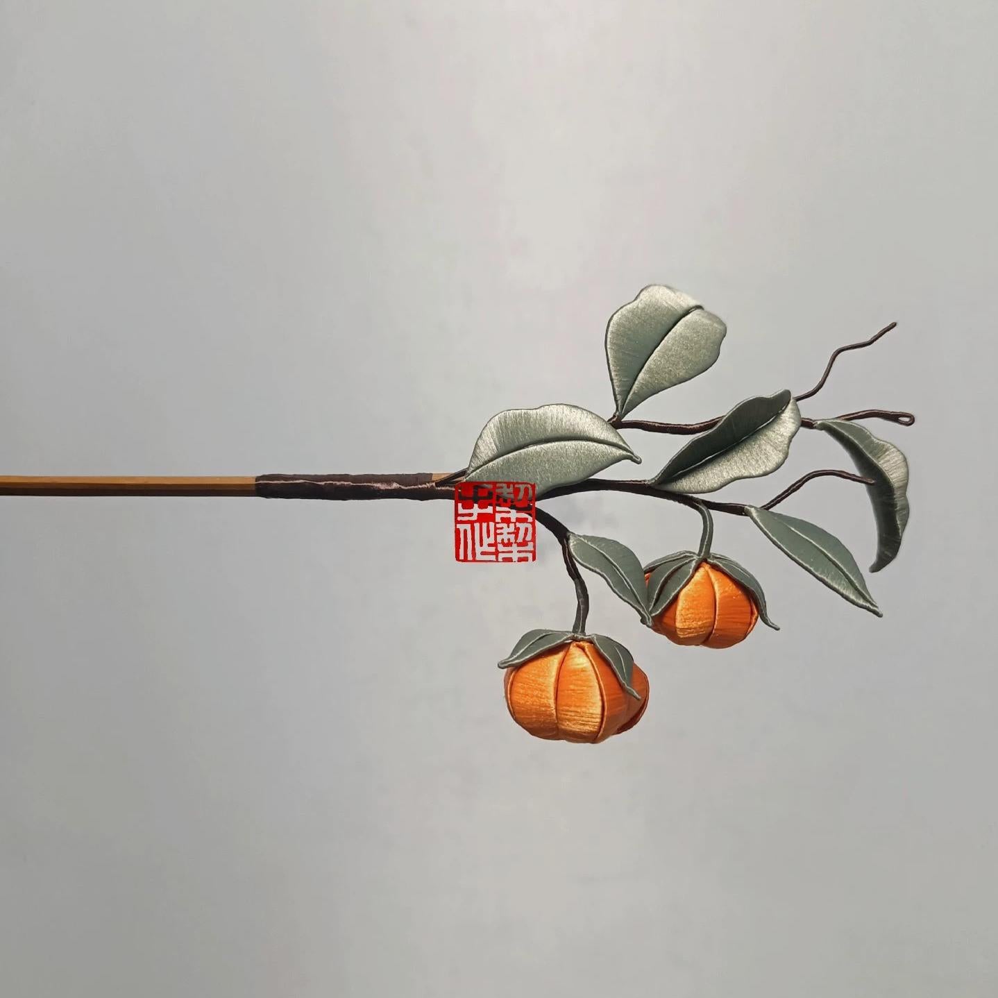 Persimmon Bespoke Hairpin - Silk Hairpin(Chanhua)