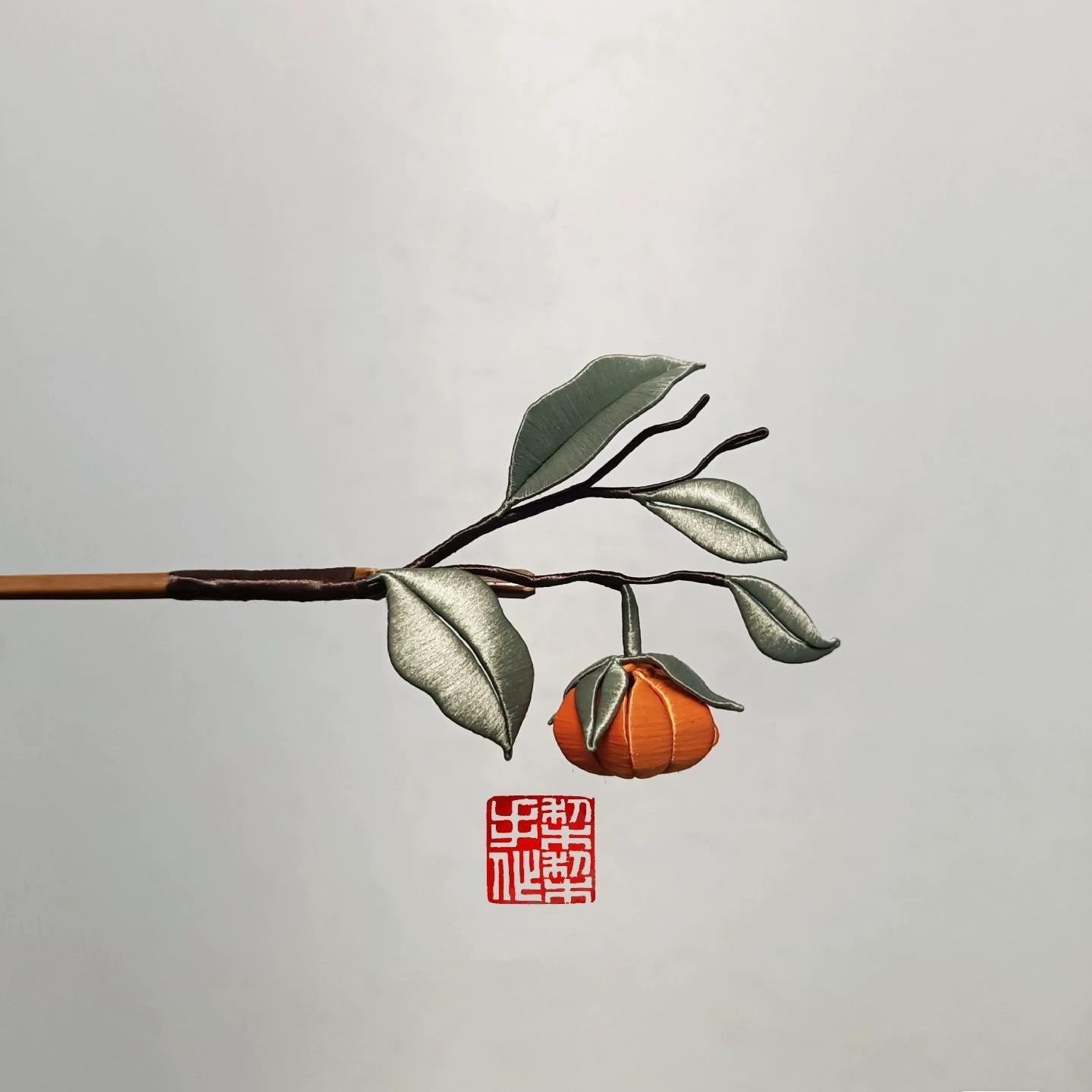 Persimmon Bespoke Hairpin - Silk Hairpin(Chanhua)