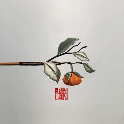 Persimmon Bespoke Hairpin - Silk Hairpin(Chanhua)