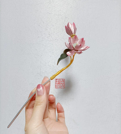 Lotus Bespoke Hairpin - Silk Hairpin(Chanhua)