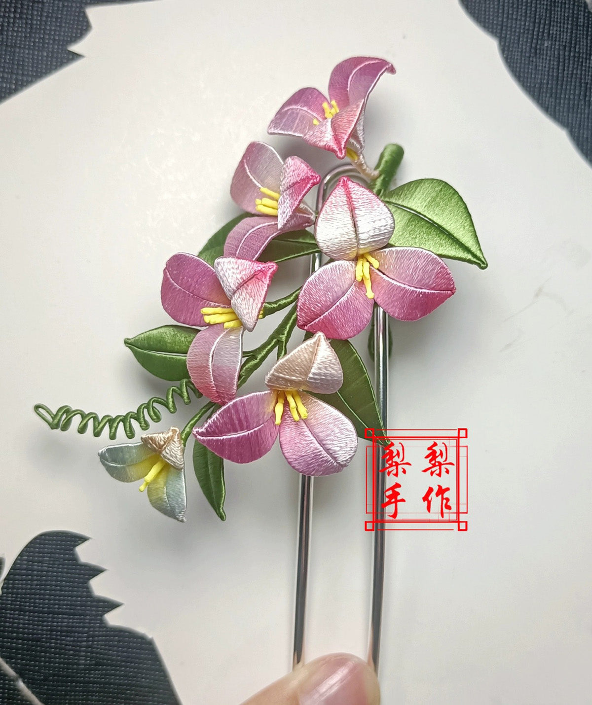 Triangle Plum Bespoke Hairpin - Silk Hairpin(Chanhua)