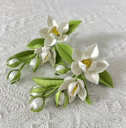 Jasmine Handmade Brooch - Silk Brooch(Chanhua)