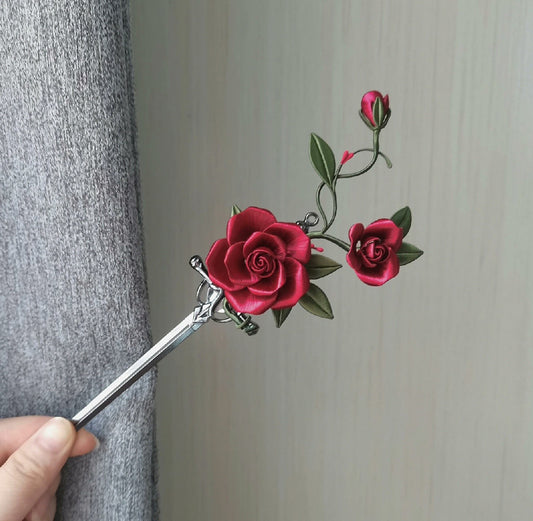 Rose Bespoke Hairpin - Silk Hairpin(Chanhua)