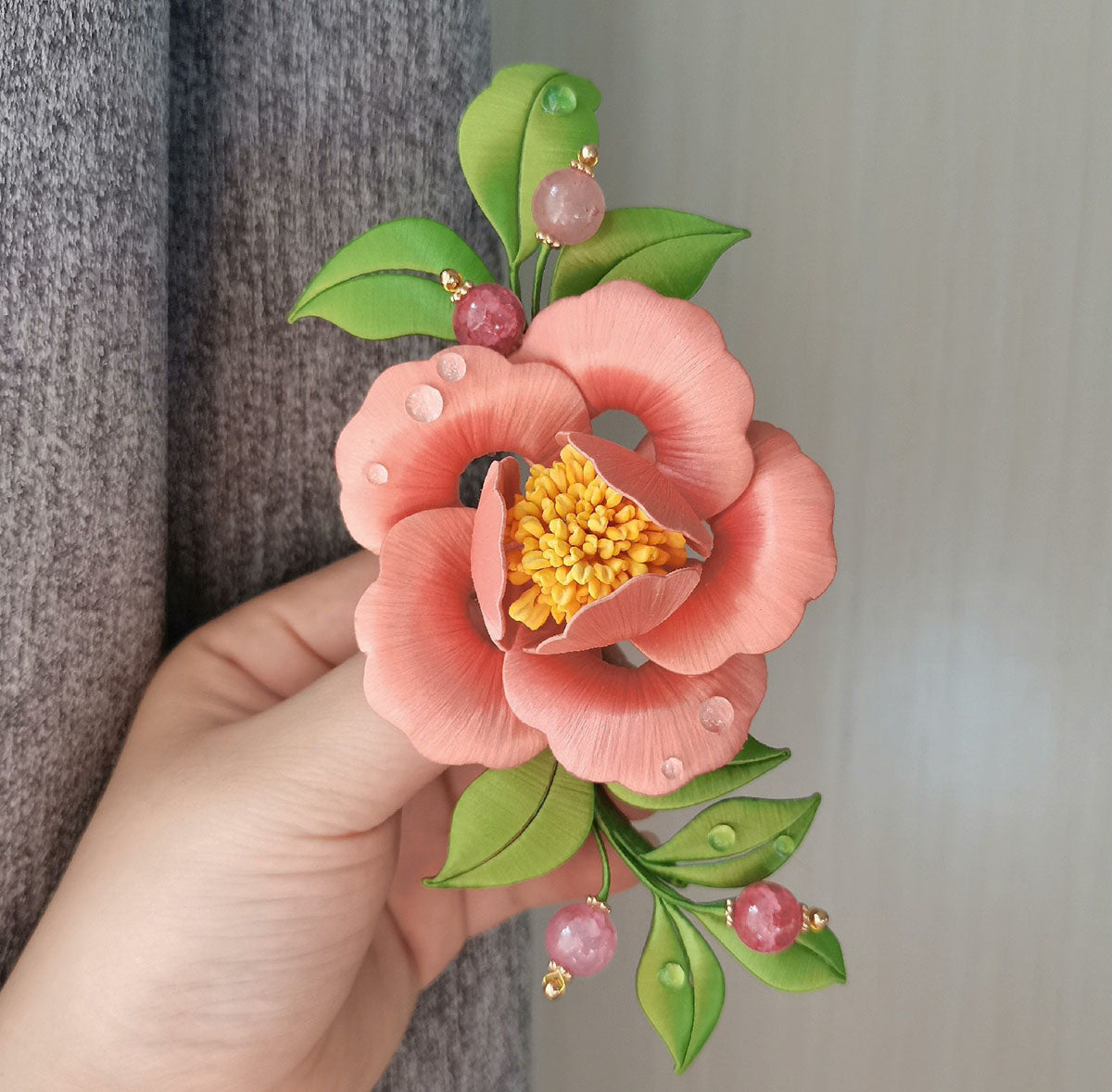 Peony Bespoke Hairpin - Silk Hairpin(Chanhua)