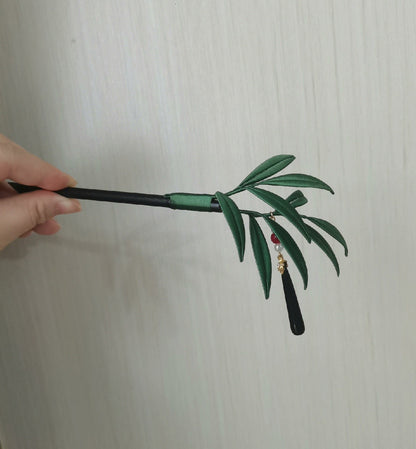 Bamboo Leaf Handmade Hairpin - Silk Hairpin(Chanhua)