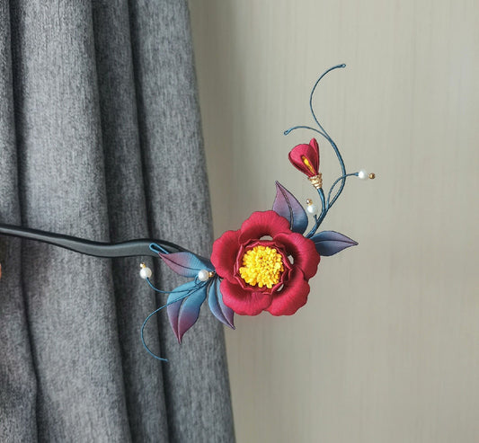 Peony Bespoke Hairpin - Silk Hairpin(Chanhua)