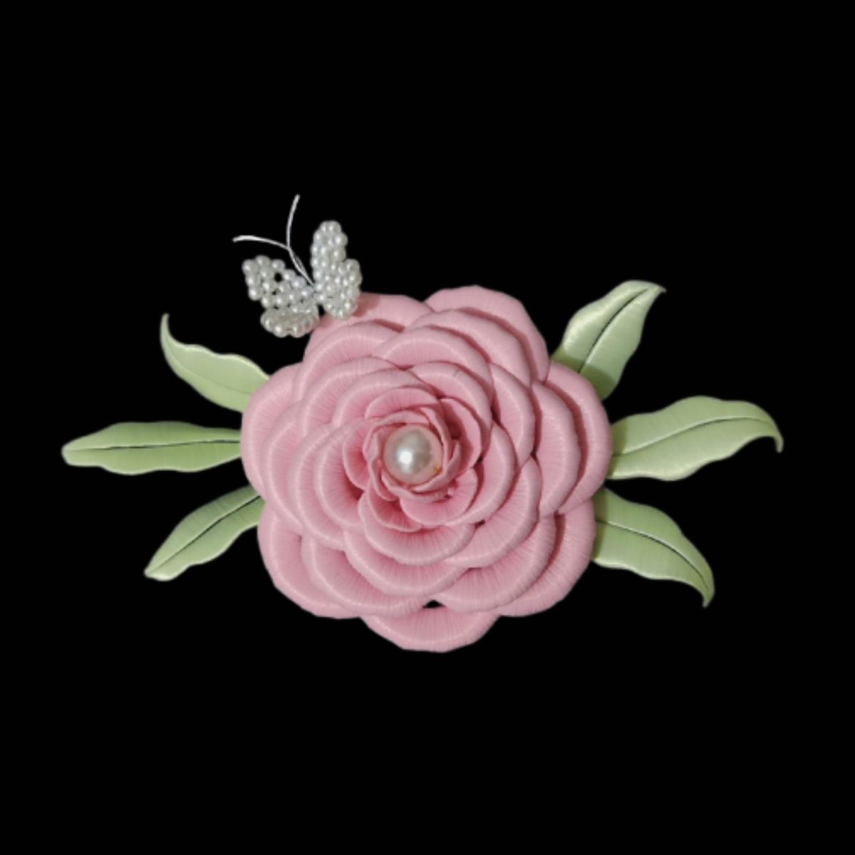 Pink Rose Bespoke Hairclip - Silk Hairclip(Chanhua)