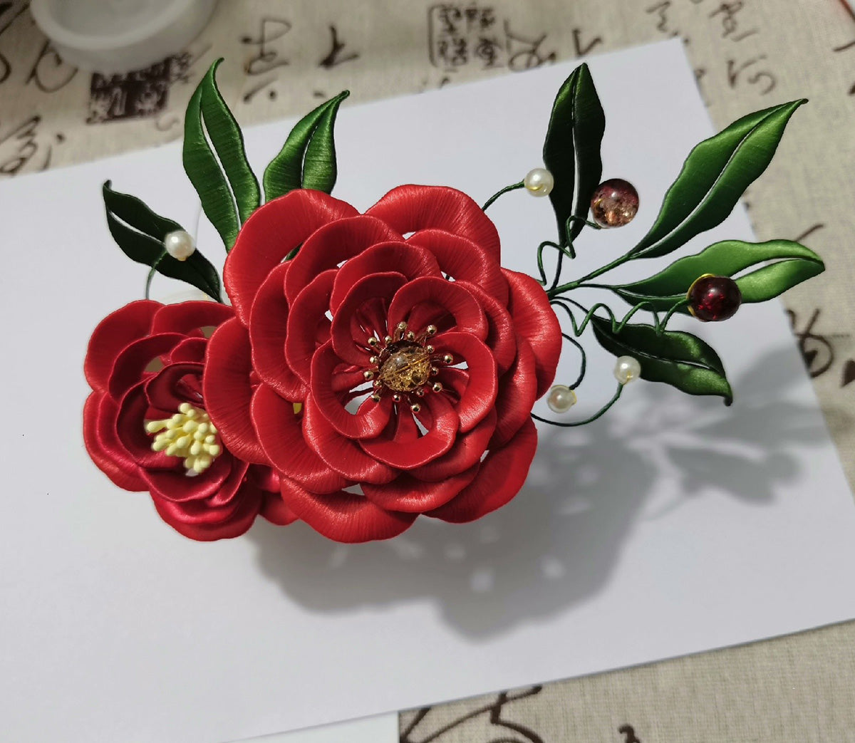 Peony Bespoke Hairpin - Silk Hairpin(Chanhua)