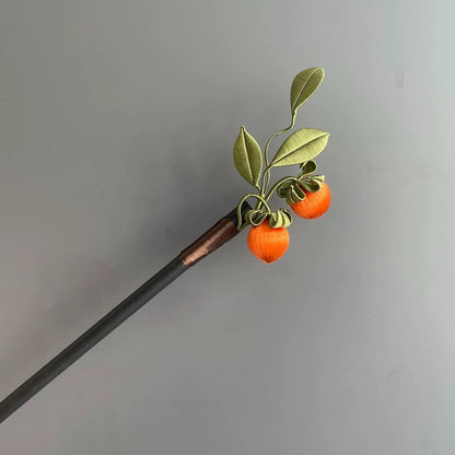 Persimmon Handmade Hairpin - Silk Hairpin(Chanhua)