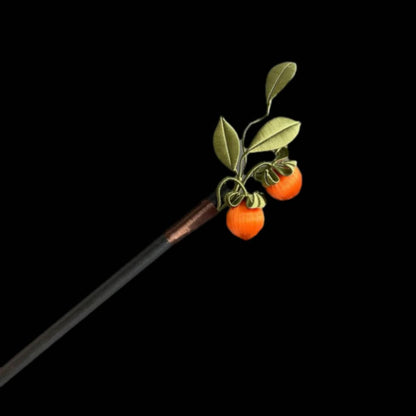 Persimmon Handmade Hairpin - Silk Hairpin(Chanhua)