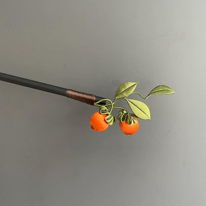 Persimmon Handmade Hairpin - Silk Hairpin(Chanhua)