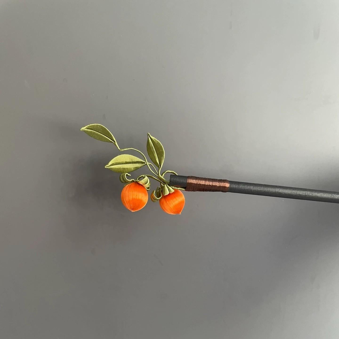 Persimmon Handmade Hairpin - Silk Hairpin(Chanhua)