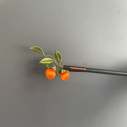 Persimmon Handmade Hairpin - Silk Hairpin(Chanhua)