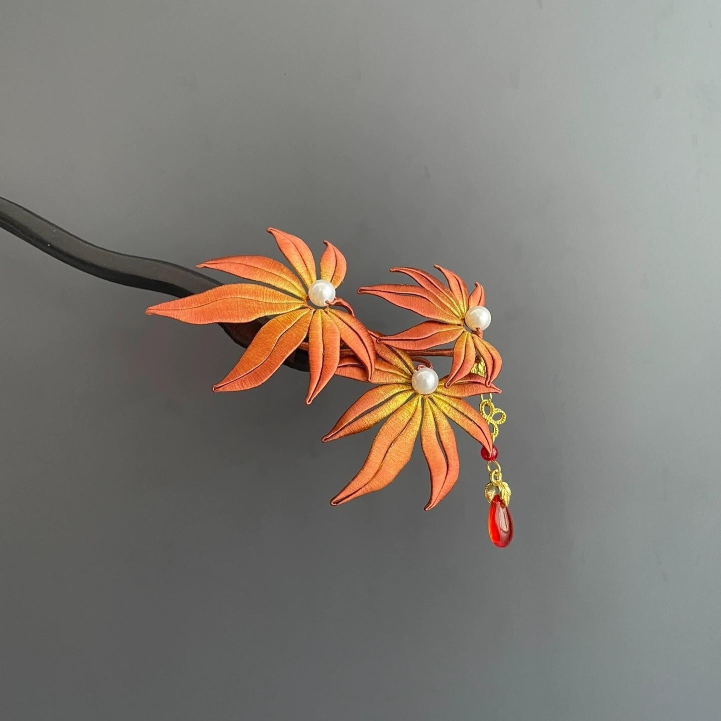 Maple Leaves Bespoke Hairpin - Silk Hairpin(Chanhua)