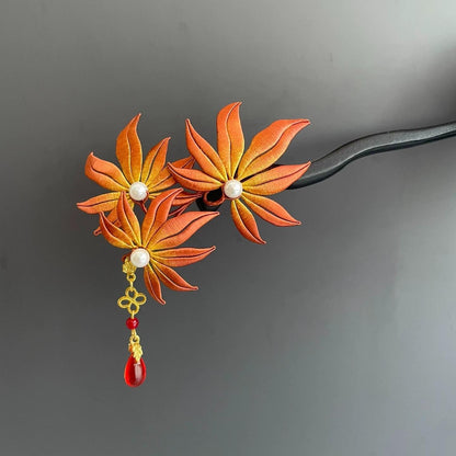 Maple Leaves Bespoke Hairpin - Silk Hairpin(Chanhua)