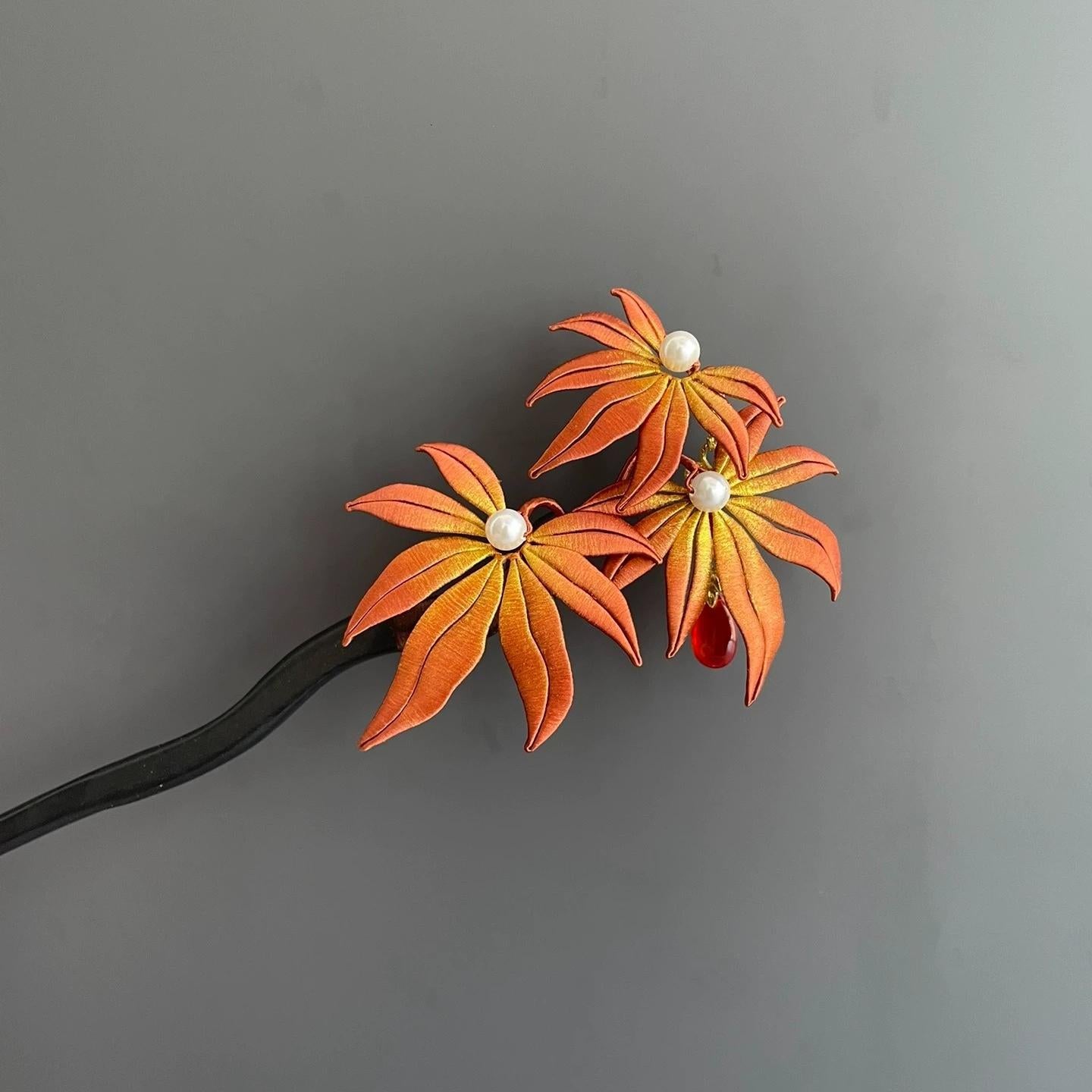 Maple Leaves Bespoke Hairpin - Silk Hairpin(Chanhua)