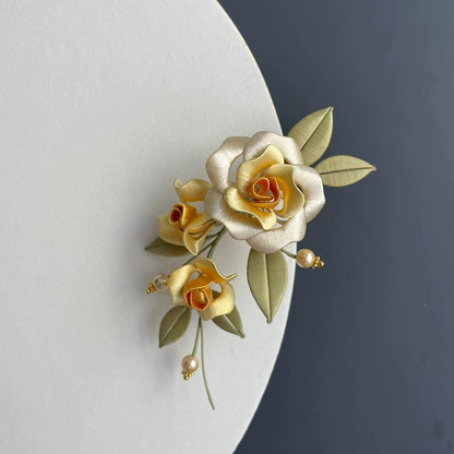 Yellow Rose Bespoke Hairclip - Silk Hairclip(Chanhua)