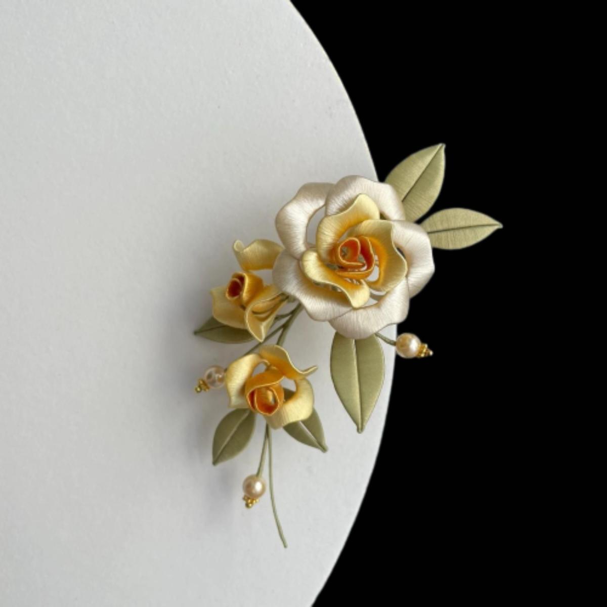 Yellow Rose Bespoke Hairclip - Silk Hairclip(Chanhua)