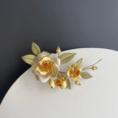 Yellow Rose Bespoke Hairclip - Silk Hairclip(Chanhua)