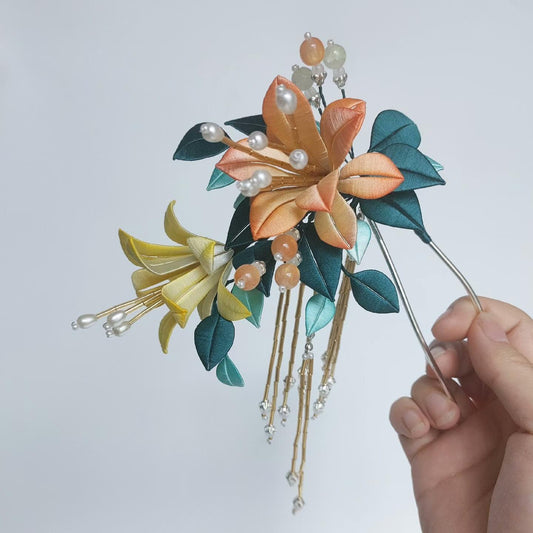 Two Colors Flower Bespoke Hairpin - Silk Hairpin(Chanhua)