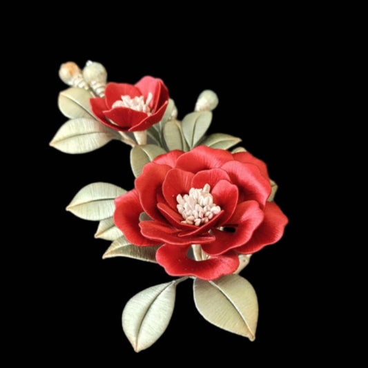 Red Peony Bespoke Hairpin - Silk Hairpin(Chanhua)