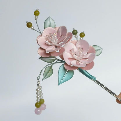 Pink Flower Bespoke Hairpin - Silk Hairpin(Chanhua)