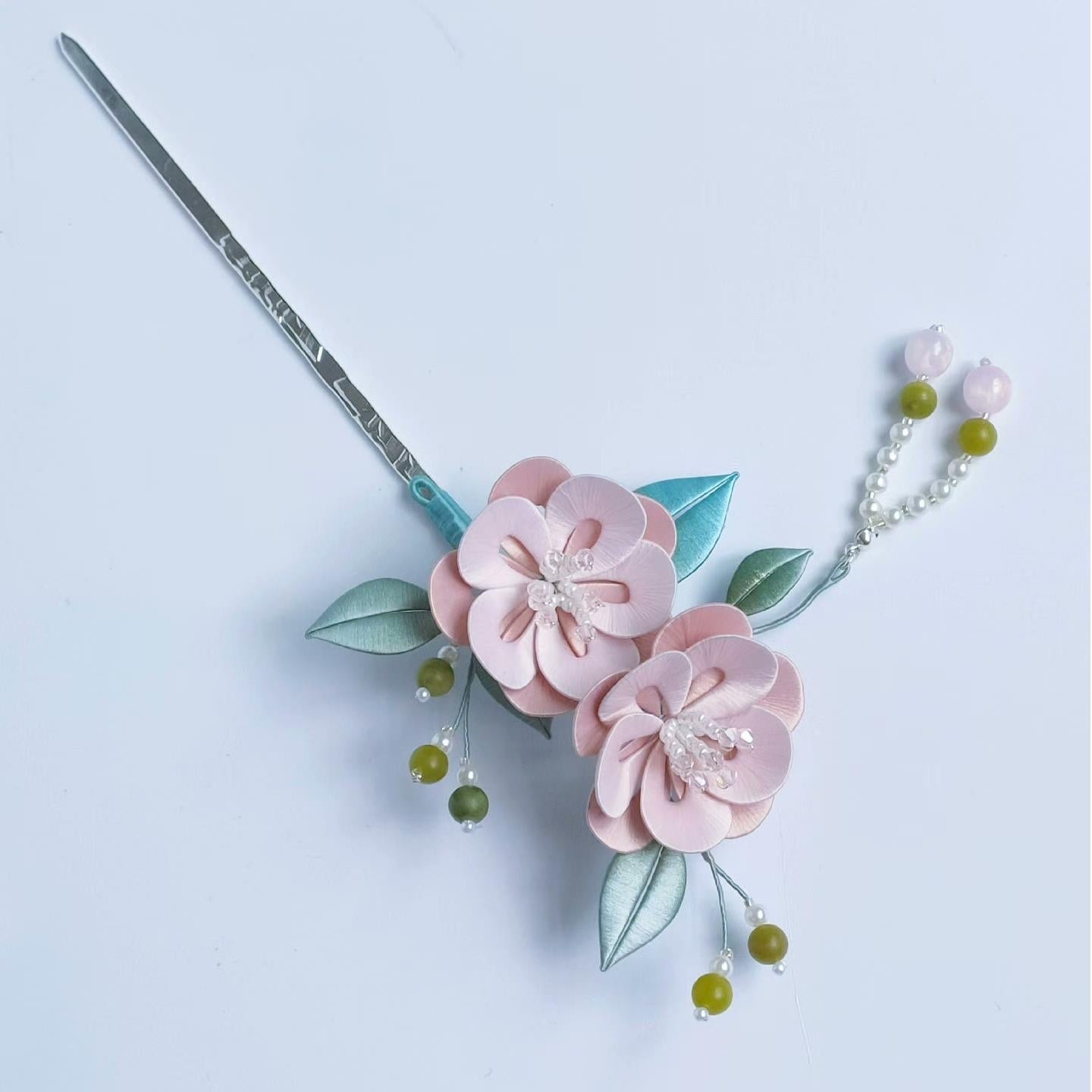 Pink Flower Bespoke Hairpin - Silk Hairpin(Chanhua)