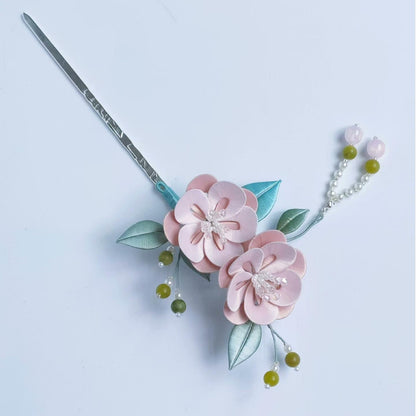 Pink Flower Bespoke Hairpin - Silk Hairpin(Chanhua)