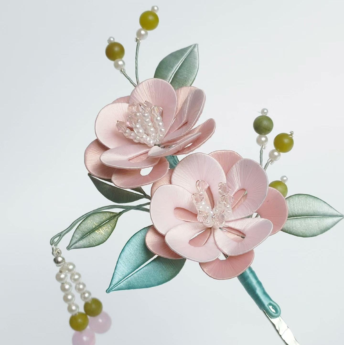 Pink Flower Bespoke Hairpin - Silk Hairpin(Chanhua)