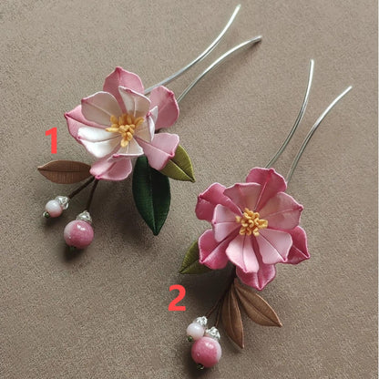 Haitang Handmade Hairpin - Silk Hairpin(Chanhua)