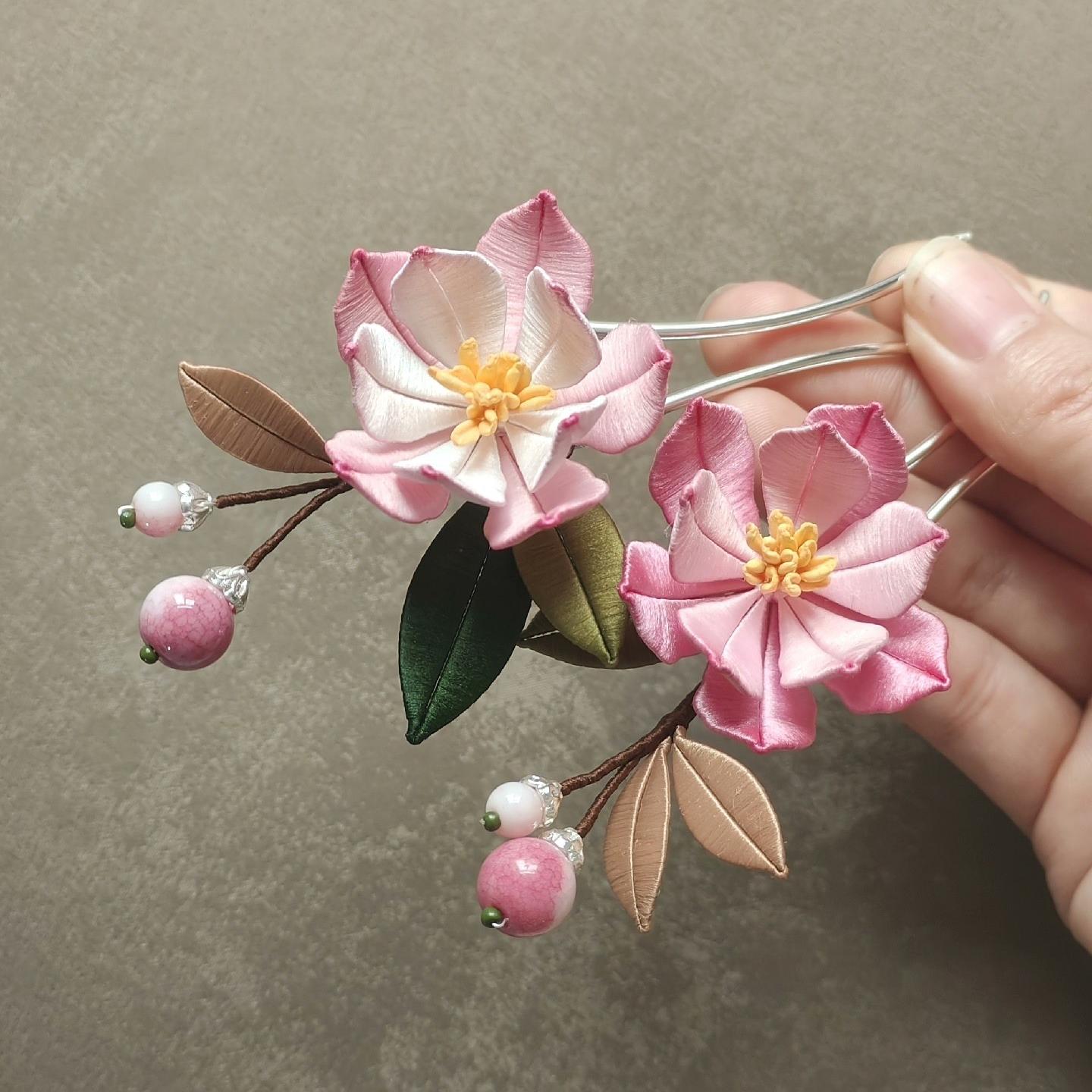 Haitang Handmade Hairpin - Silk Hairpin(Chanhua)