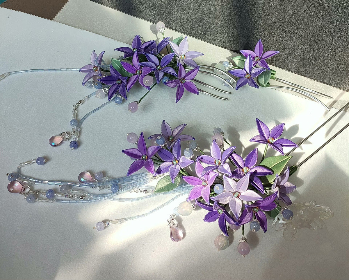 Purple Bespoke Hairpin - Silk Hairpin(Chanhua)