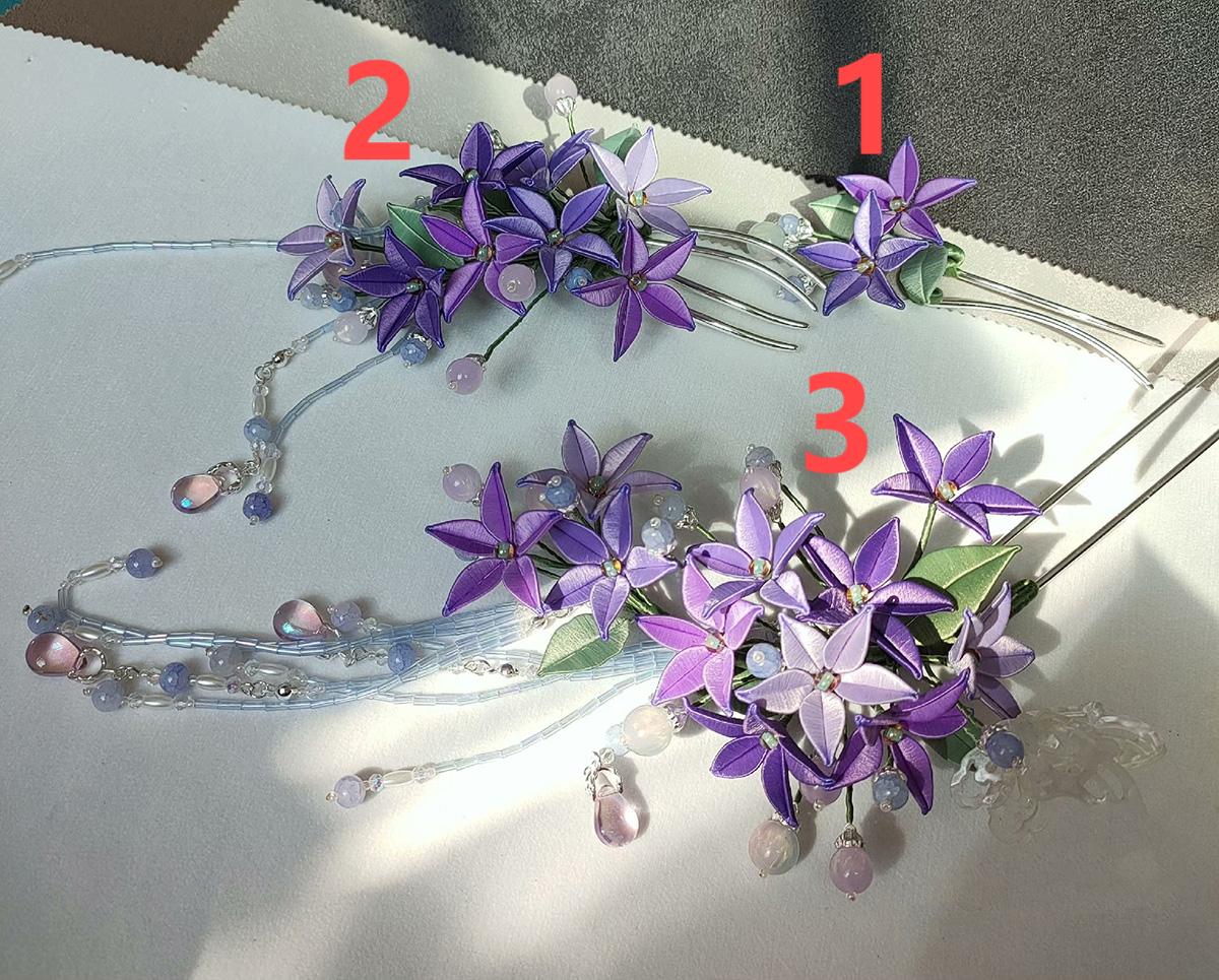 Purple Bespoke Hairpin - Silk Hairpin(Chanhua)