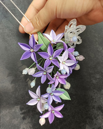 Purple Bespoke Hairpin - Silk Hairpin(Chanhua)