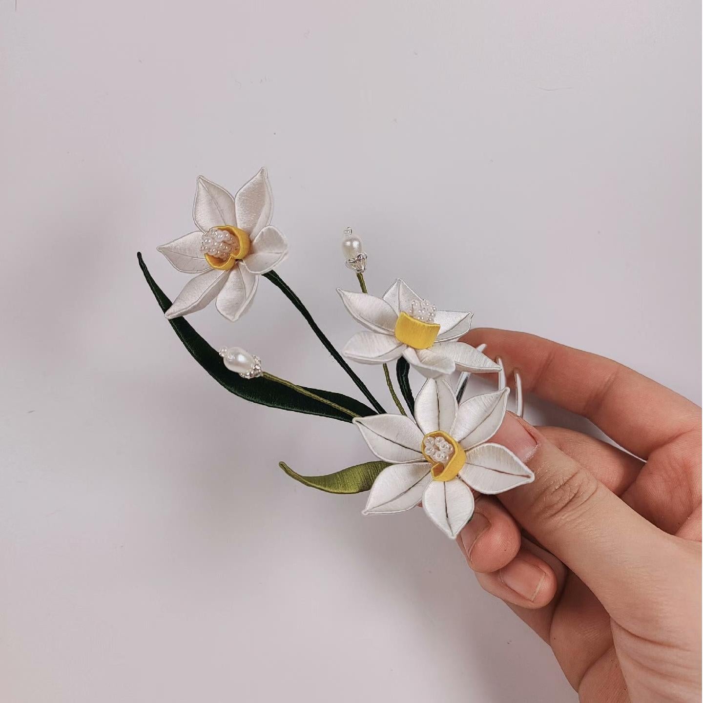 Narcissus Bespoke Hairpin - Silk Hairpin(Chanhua)