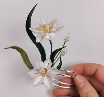 Narcissu Handmade Hairpin - Silk Hairpin(Chanhua)