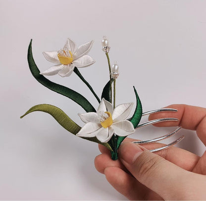 Narcissu Handmade Hairpin - Silk Hairpin(Chanhua)