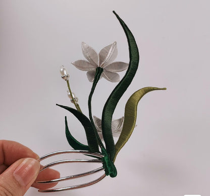 Narcissu Handmade Hairpin - Silk Hairpin(Chanhua)