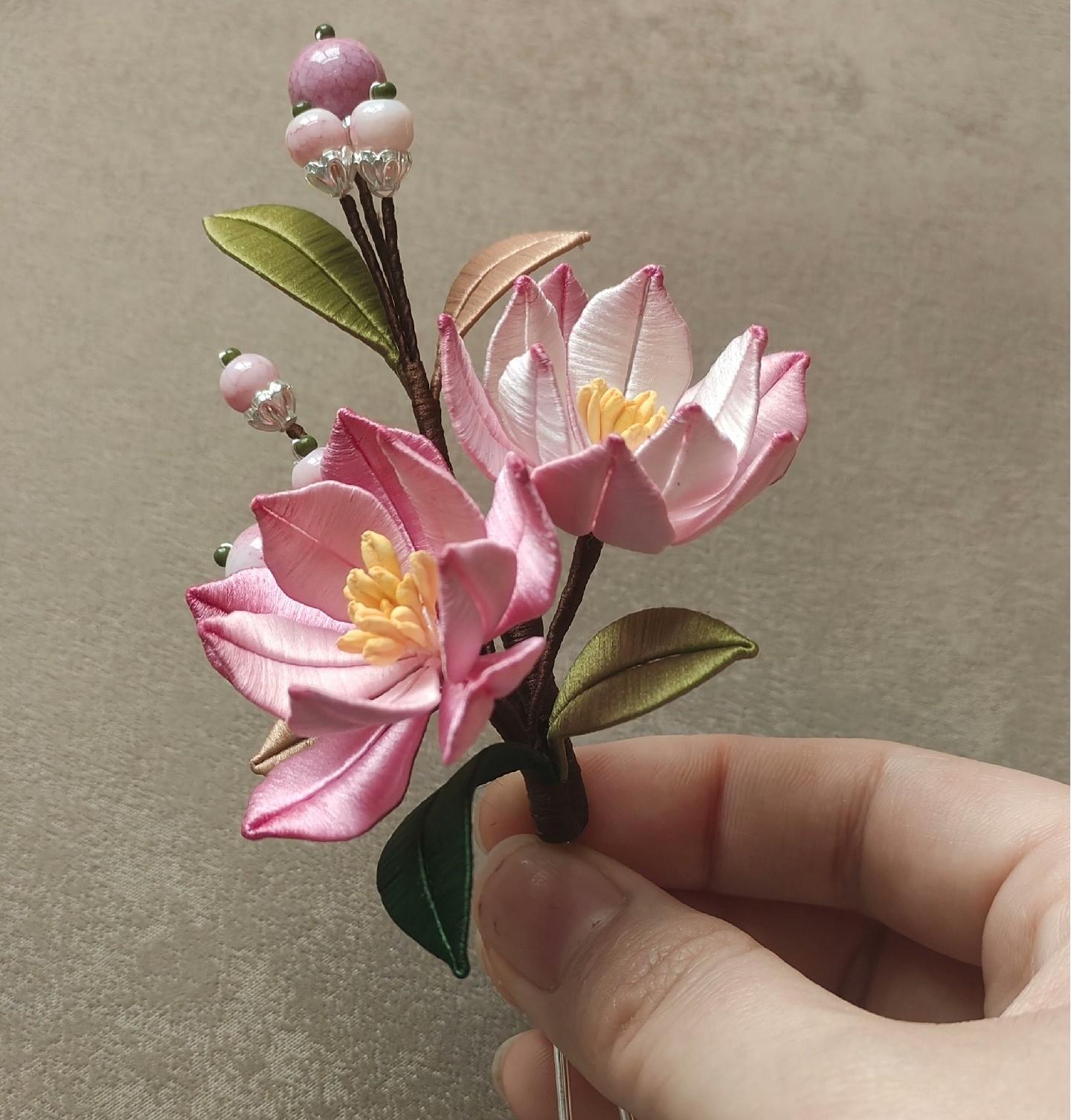 Haitang Bespoke Hairpin - Silk Hairpin(Chanhua)