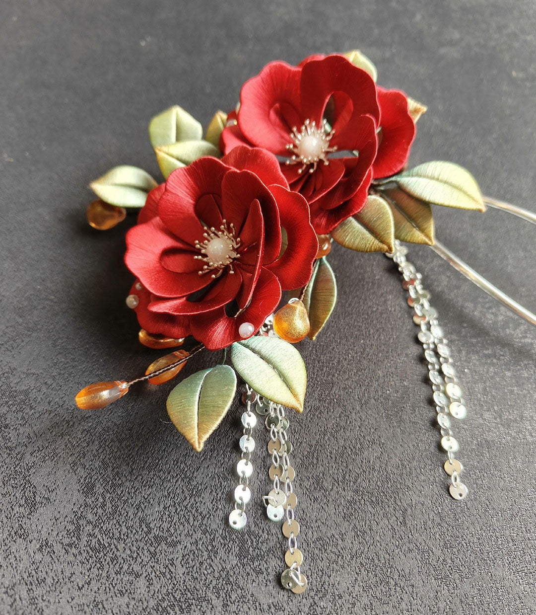 Camellia Bespoke Hairpin - Silk Hairpin(Chanhua)