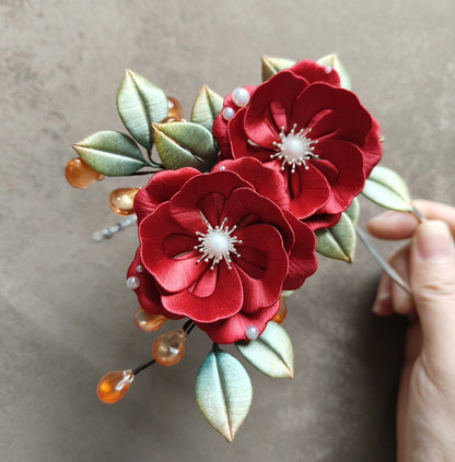 Camellia Bespoke Hairpin - Silk Hairpin(Chanhua)